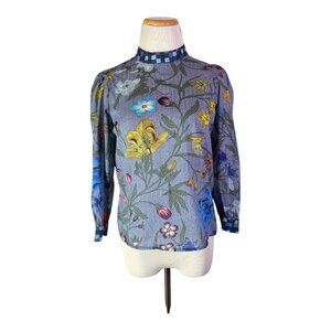 Warm NY Size 0 (XS) Mixed Prints 3/4 Sleeve Blouse Floral Plaid Cotton